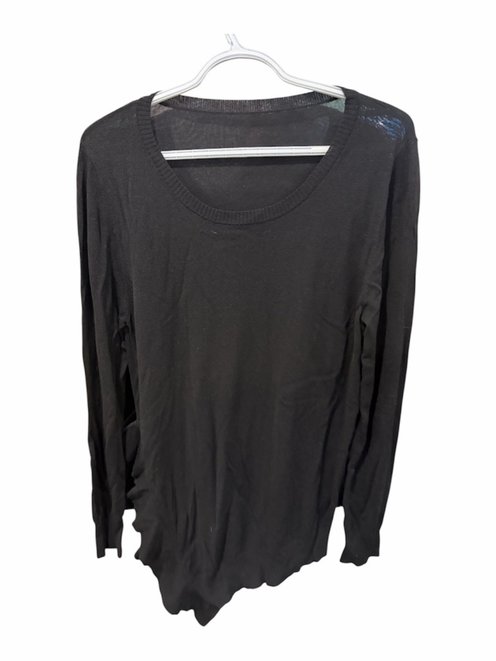 Classic Black Long-Sleeve Scoop Neck Top - Size 6 - Like New